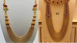 Latest model chandraharam designs gold step chains collection