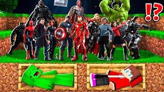 All Creepy SUPERHEROES vs MIKEY and JJ ESCAPING Underground  - in Minecraft Maizen
