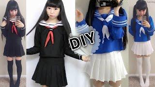 DIY Japanese Anime School Uniform DIY Easy Long Sleeve Seifuku + DIY Seifuku Scarf