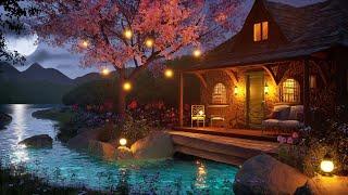 Cozy Cottage by the River Relaxing Stream and Night Sounds - Relaxing Ambience Video 