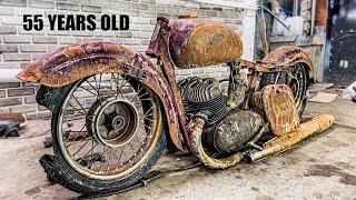 Restoration Rusty Old Motorcycle JAWA - 1960s two stroke engine  Abandoned Broken Legend Repairing