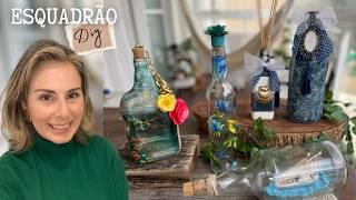 ESQUADRÃO DIY  DESAFIO DOS ITENS SECRETOS  Transforme Garrafas de vidro