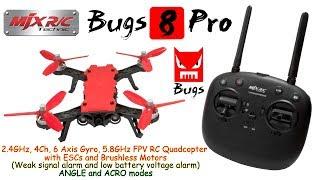 MJX Bugs 8 Pro 2.4GHz 4Ch 6 Axis 5.8GHz FPV Quadcopter with ESCs and Brushless Motors RTF