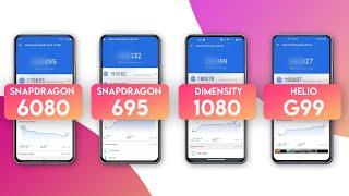 Dimensity 6080 Vs Snapdragon 695 Vs Dimensity 1080 Vs Helio G99  Antutu Benchmark & Specification