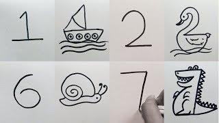 How to Draw Anything from Numbers  Easy 9 Drawing from Numbers for Kids 1-9
