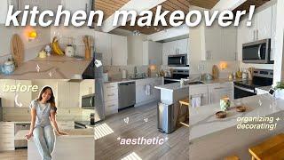 AESTHETIC KITCHEN MAKEOVER ‍ decorate and organize my new kitchen w me