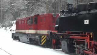 Fichtelbergbahn Loktausch bei Niederschlag