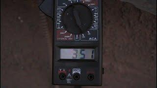 Ammeter showing the big coil drawing 350+ Amps from the 240V line for 57kW