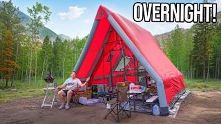 Overnight in Inflatable A-Frame Cabin