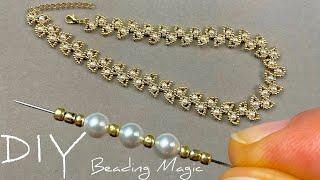 Beaded Leaf Necklace Tutorial How to Make Pearl Necklace at Home using Seed Beads
