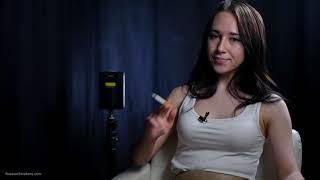 Brunette teen is smoking cork 100mm cigarette. Full version