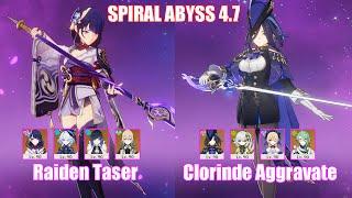 C0 Raiden Taser & C0 Clorinde Aggravate  Spiral Abyss 4.7  Genshin Impact