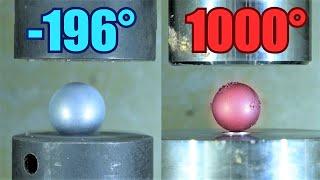 Hydraulic Press Vs. Ball Bearing Frozen In Liquid Nitrogen + Red Hot Ball Bearing