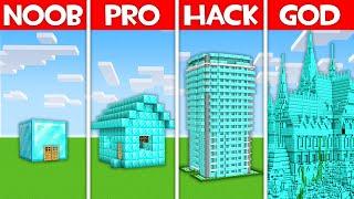 Minecraft Battle DIAMOND HOUSE BUILD CHALLENGE - NOOB vs PRO vs HACKER vs GOD in Minecraft