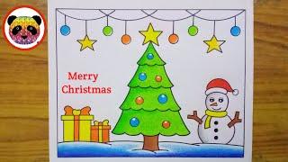 Merry Christmas Drawing  Christmas Drawing Easy Steps  Christmas Tree Drawing Christmas Painting