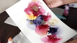 Alcohol ink art fading technique  Rising embers time lapse