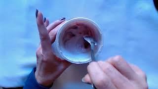 ASMR  Eating Yogurt  Plastic Scraping With Metal Spoon No Talking