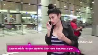 Spotted Mouni Roy with boyfriend Mohit Raina at Mumbai Airport