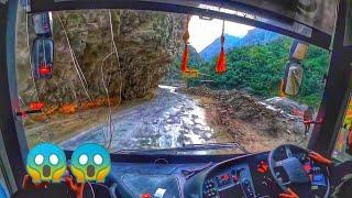 VOLVO Bus Driving in DANGEROUS Himalayan Roads  Delhi Manali Volvo Bus  Skilled Indian Drivers