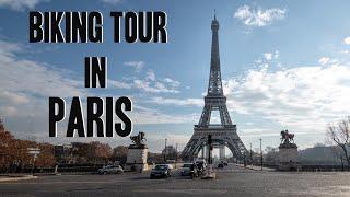 BIKING TOUR in PARIS 4K - Virtual Cycle Ride In Paris along the river Seine Louvre and Eiffel Tower