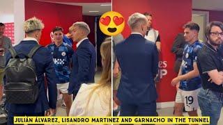  Julián Álvarez Lisandro Martinez and Garnacho in the tunnel at Wembley Stadium after FA Cup Final