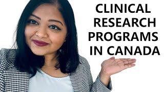 Clinical Research Programs in Canada - For Locals and International Students Graduate Level