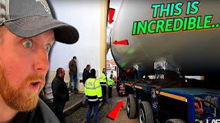 American Reacts to the Tightest Heavy Cargo Haul Ive Ever Seen in Europe..