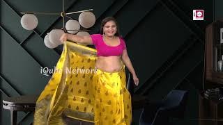 Model Roja Expression Video  How to Wear Yellow Saree  Saree Draping Tutorials  IQUBE Network