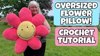 Easy Crochet Over Sized Flower Pillow - #MakeitPremier