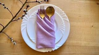 Самый простой способ сложить салфетку красиво для. Сервировка стола  Easy way to fold napkins