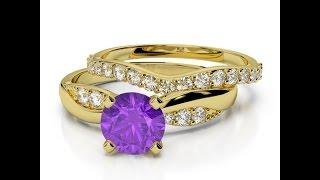 AGnSons YGold Amethyst Bridal Set Ring 2023