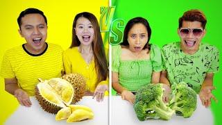 TANTANGAN MAKANAN 1 WARNA MAKANAN KUNING VS MAKANAN HIJAU SELAMA 24 JAM FEAT ALVIAND