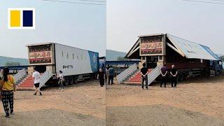 ‘Transformer truck’ in China turns into lavish dining hall in minutes