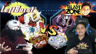 Battling Blast Zone Kid on the Beyblade Burst Turbo App  LeftBurst VS Blast Zone Kid