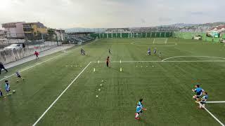 Futbolda top ile ısınma çalışmaları U9