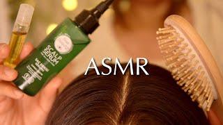 ASMR Hair Care with Wooden brushes and Scalp Serum  No Talking