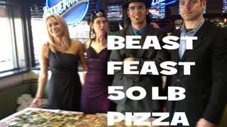 BEAST FEAST 50 lb Pizza Vs 4 Crazy Competitive Eaters Big Mama N Papas - St Patricks Day 2013