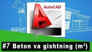 AutoCAD #7- dars Beton va gishtning m3kubini hisoblash