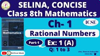 Chapter-1 Rational Numbers  Class 8 ICSE  Selina Concise Math  Ex 1 A Q 1 to 3