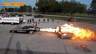 Уничтожение реактивной струей  Jet Engine burns car