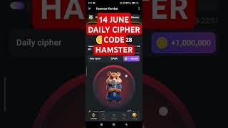 14 June cipher code Daily Cipher Code Hamster Combat #dailycipher #hamsterkombat