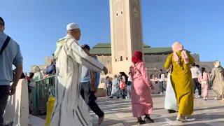  CASABLANCA MOROCCO SHORT WALK ON THE PROMENADE NEAR HASSAN II MOSQUE BEAUTIFUL BEACH 4K HDR