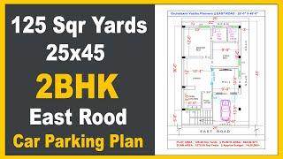 25x45 East Road 2BHK House Plan with Car Parking  125 Sqr Yards Best 2BHK House Plan