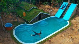  Full video 120 Days Building Underground Temple House with water Slide To Swimming Pool