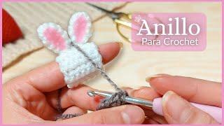 Anillo para tejer a Crochet  Anillo Tensor en forma de conejito Crochet tutorial  