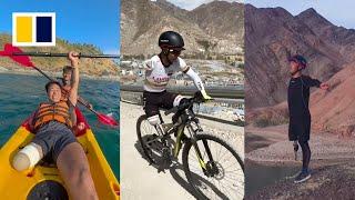 Chinese man with one leg and one arm goes on bicycle road trip around the world