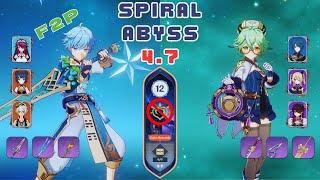 Spiral Abyss 4.7 Floor 12 - F2P 4 Stars Only Chongyun  Rosaria Reverse Melt & Sucrose Taser