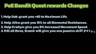 PoE Bandit Quest rewards Changes 3.25 & Through Sacred Ground quest Changes