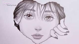 A girl face - Pencil Sketch for beginners  How to draw  - step by step  Drawing tutorial