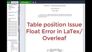 SolutionFix of Table positioning Issue in LaTex  Table positioning parameters  onetwo column doc